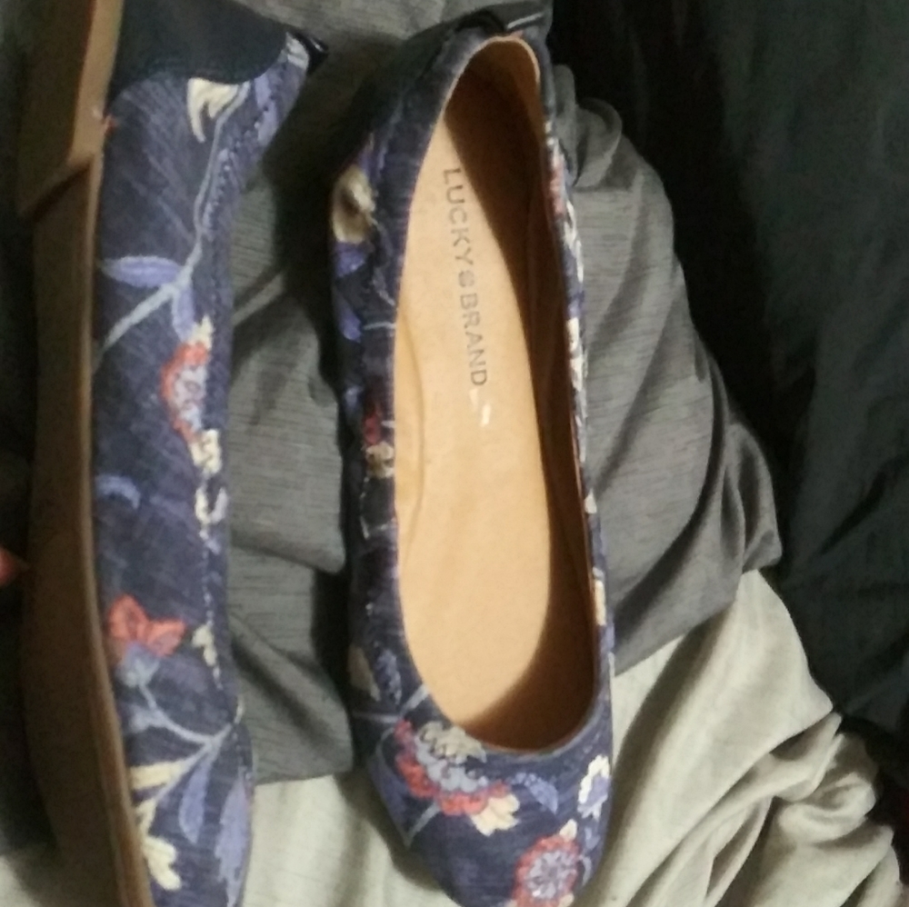 (Sz10) Lucky Brand Floral Ballet Flats - Picture 1 of 6